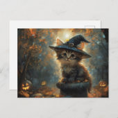 Schattigee kitten met een heks Pet Briefkaart (Voorkant / Achterkant)