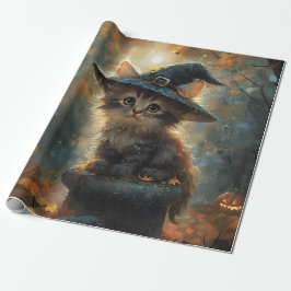Schattigee kitten met een heks Pet decoupage Cadeaupapier