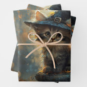 Schattigee kitten met een heks Pet decoupage Inpakpapier Vel (In situ)