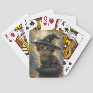 Schattigee kitten met een heks Pet Pokerkaarten
