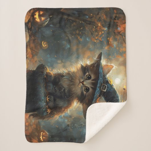 Schattigee kitten met een heks Pet Sherpa Deken (Voorkant)
