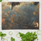 Schattigee kitten met een heks Pet Theedoek (Gevouwen)