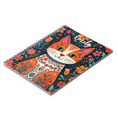 Schattigee kitten met grillige folk art bloemen notitieboek (Linkerzijde)