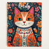 Schattigee kitten met grillige folk art bloemen planner (Voorkant)