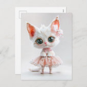 Schattigee kitten met grote ogen in roze jurk feestdagenkaart (Voorkant / Achterkant)
