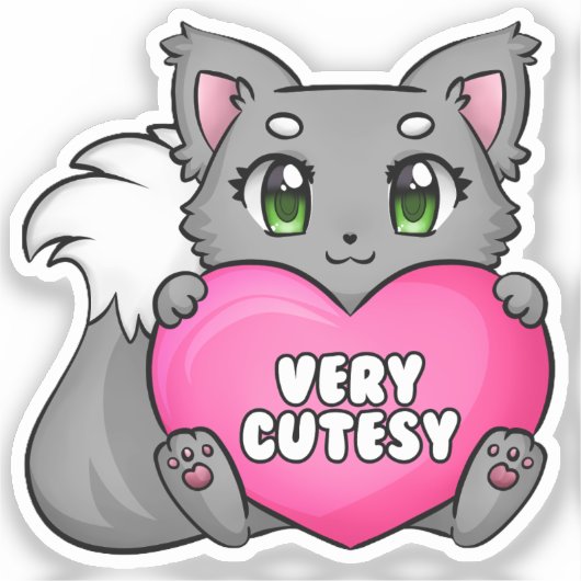 Schattigee kitten met hart, zeer schattige Sticker (Voorkant)