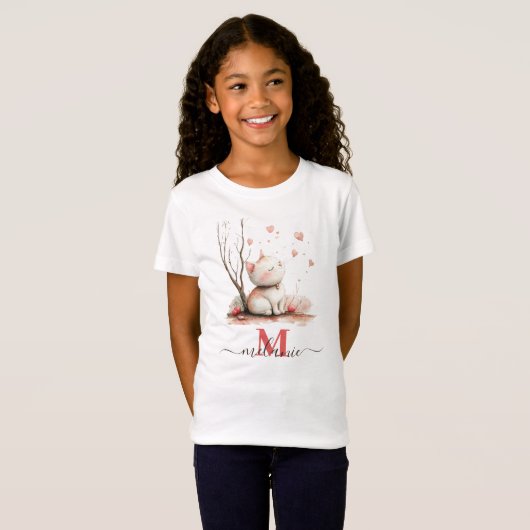 Schattigee kitten met harten Kinder back-to-school T-shirt (Voorkant volledig)