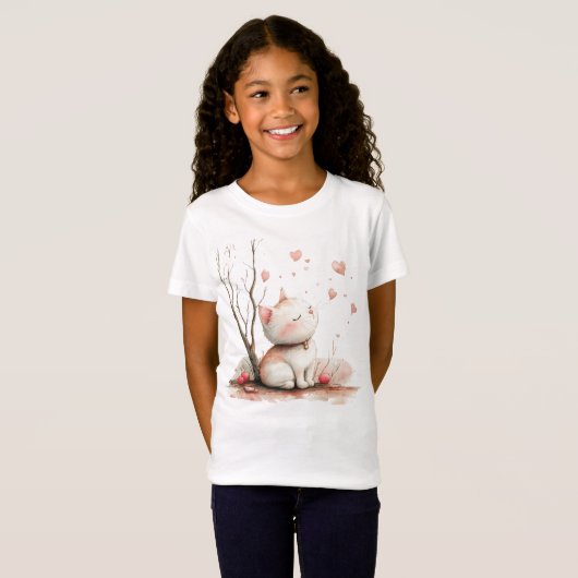 Schattigee kitten met harten Kinder back-to-school T-shirt (Voorkant volledig)