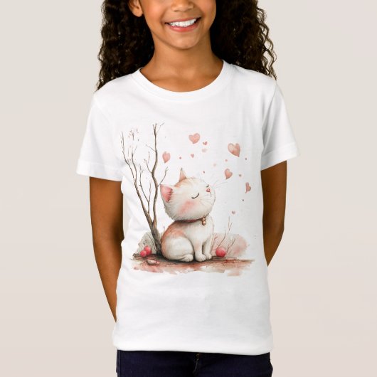 Schattigee kitten met harten Kinder back-to-school T-shirt (Voorkant)