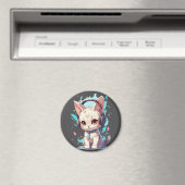 Schattigee kitten met hoofdtelefoon Magic Magneet (Insitu (Vaatwasser))