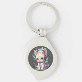 Schattigee kitten met hoofdtelefoon Magic Sleutelhanger (Voorkant)