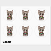 Schattigee kitten met regenboog gay pride hart, wi ronde sticker (Vel)