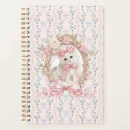 Schattigee kitten met roze strikjes en bloemig Not Planner