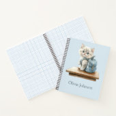 Schattigee kitten met rugzak gepersonaliseerd Noti Notitieboek (Binnen)