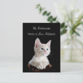 Schattigee kitten nieuw adres aankondigingskaart (Staand voorkant)