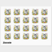 Schattigee Kitten Omgeven door Flowers Vierkante Sticker (Vel)