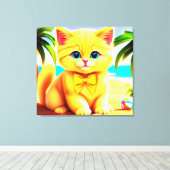 Schattigee kitten op het strand canvas afdruk (Insitu (Houten vloer))