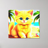 Schattigee kitten op het strand canvas afdruk (Voorkant)