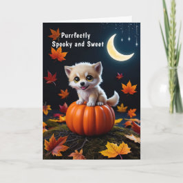 Schattigee kitten op pompoen Schattig Halloween Kaart