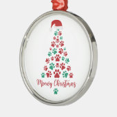 Schattigee Kitten Paw Print Meowy Kerstboom Metalen Ornament (Links)