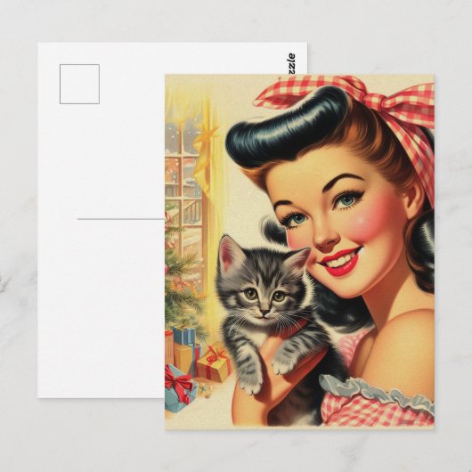 Schattigee Kitten  Pin Up Briefkaart (Voorkant / Achterkant)