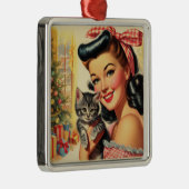 Schattigee Kitten  Pin Up Metalen Ornament (Rechts)