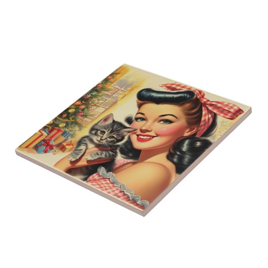 Schattigee Kitten  Pin Up Tegeltje (Zijkant)