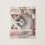Schattigee Kitten Ragdoll Cat Spring Floral Aangep Legpuzzel (Verticaal)