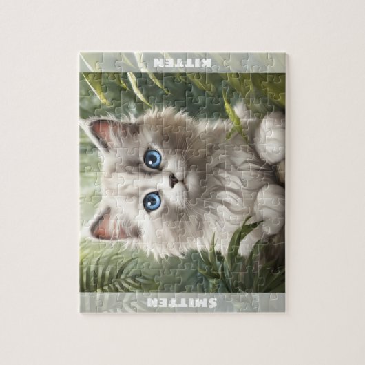 Schattigee Kitten Ragdoll Kat Oerwoud Plant Custom Legpuzzel (Verticaal)