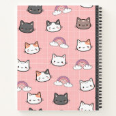 Schattigee Kitten Regenboog en Roze Plaid Notitieb Notitieboek (Achterkant)