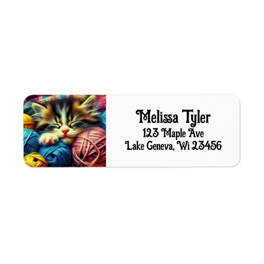 Schattigee kitten slapen onder een deken gepersona etiket (Voorkant)