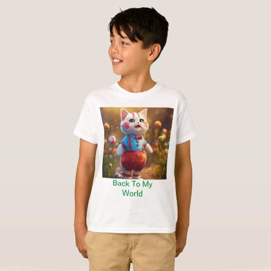 Schattigee kitten speelse Design T-shirt (Voorkant volledig)