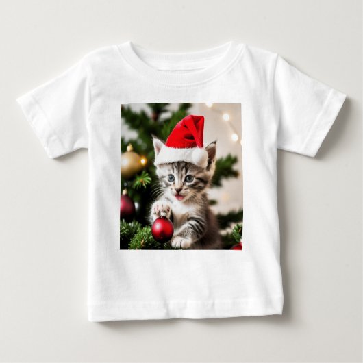 Schattigee kitten spelen met de kerstboomkat (Voorkant)