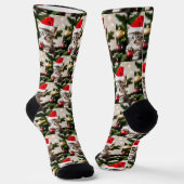 Schattigee kitten spelen met de kerstboomkat sokken (Gebogen)