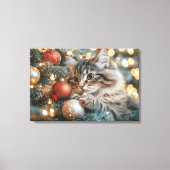 Schattigee kitten spelen met kerstballen canvas afdruk (Voorkant)