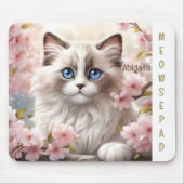 Schattigee Kitten Spring Roze Sakura Naam Mousepad Muismat (Voorkant)