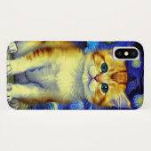 Schattigee kitten Sterrennacht Van Gogh Case-Mate iPhone Case (Achterkant (horizontaal))
