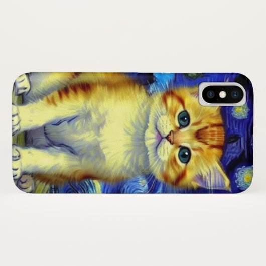 Schattigee kitten Sterrennacht Van Gogh Case-Mate iPhone Case (Achterkant (horizontaal))
