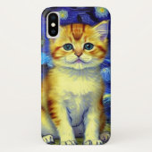 Schattigee kitten Sterrennacht Van Gogh Case-Mate iPhone Case (Achterkant)