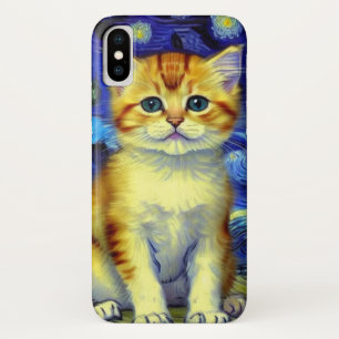 Schattigee kitten Sterrennacht Van Gogh Case-Mate iPhone Case