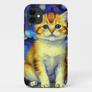 Schattigee kitten Sterrennacht Van Gogh Case-Mate iPhone Case
