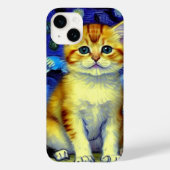 Schattigee kitten Sterrennacht Van Gogh Case-Mate iPhone Case (Achterkant)