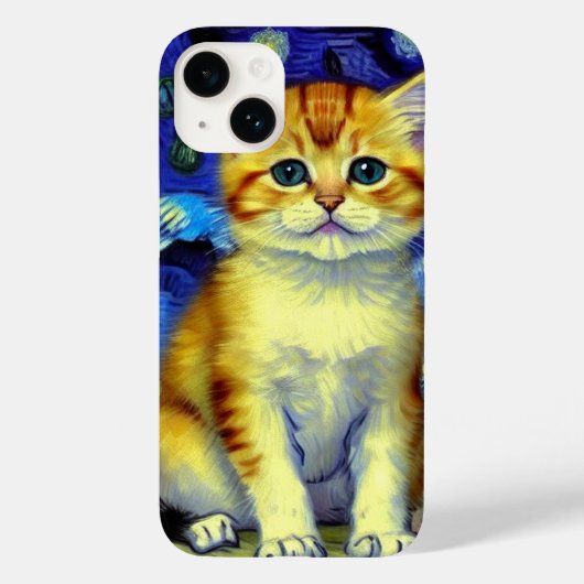 Schattigee kitten Sterrennacht Van Gogh Case-Mate iPhone Case (Achterkant)