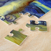 Schattigee kitten Sterrennacht Van Gogh Legpuzzel (Zijkant)