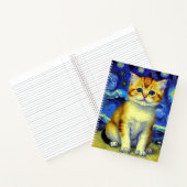 Schattigee kitten Sterrennacht Van Gogh Notitieboek (Binnen)