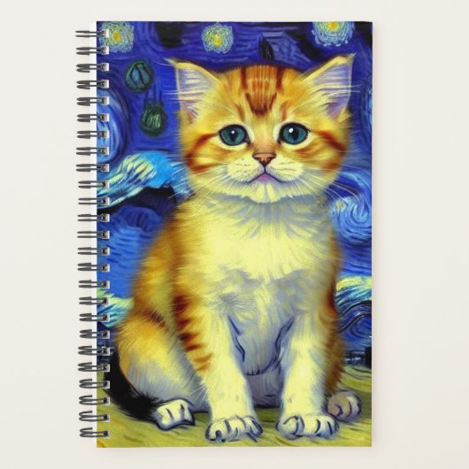 Schattigee kitten Sterrennacht Van Gogh Planner (Voorkant)