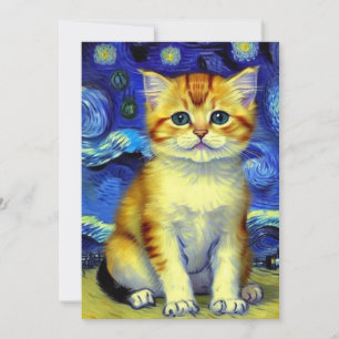 Schattigee kitten Sterrennacht Van Gogh Save The Date