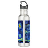 Schattigee kitten Sterrennacht Van Gogh Waterfles (Achterkant)