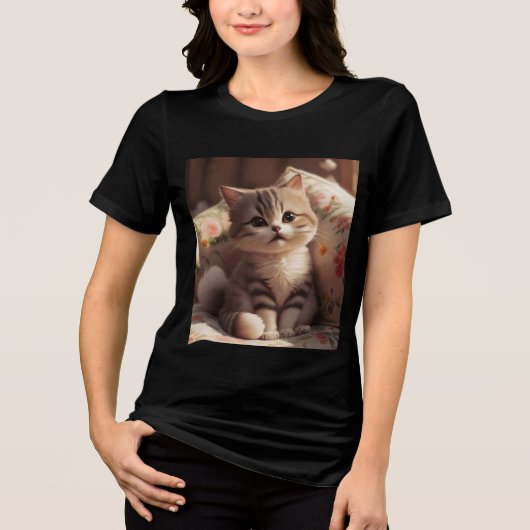 Schattigee kitten stijl Modes Tri-Blend Shirt (Voorkant)
