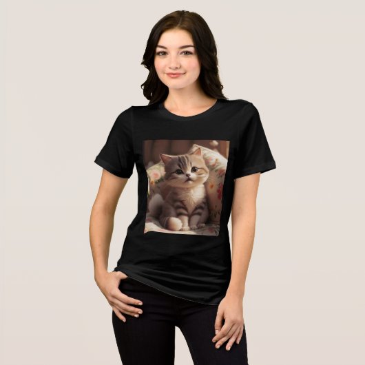 Schattigee kitten stijl Modes Tri-Blend Shirt (Voorkant volledig)